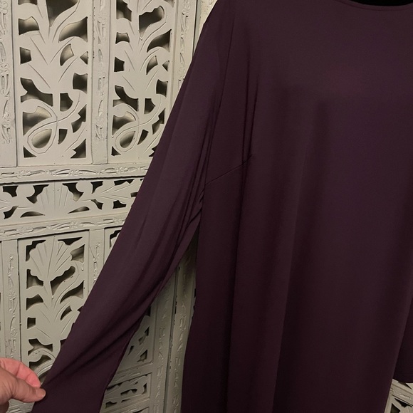 HARVE BENARD VINTAGE PERFECT PLUM PURPLE ZIP UP LONG SLEEVE PLUS MIDI DRESS - Picture 4 of 10